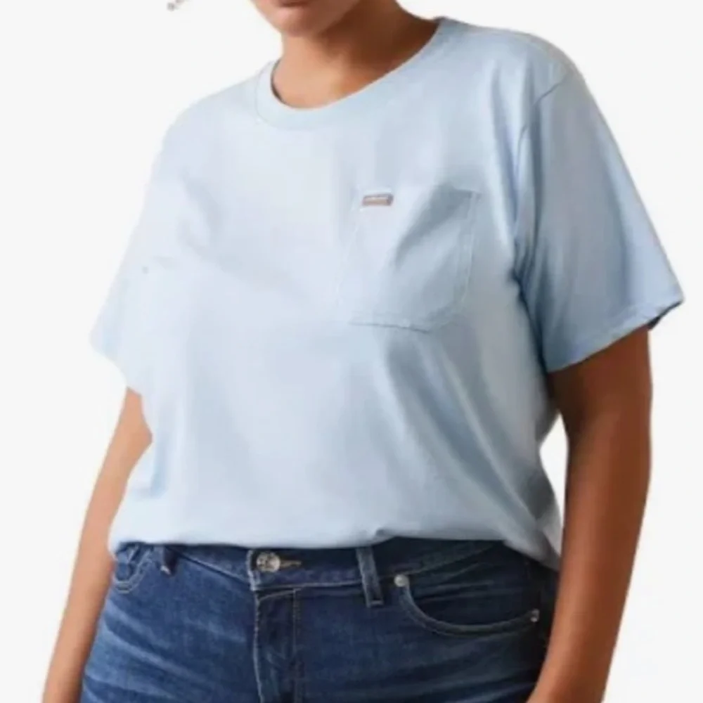 Ariat Women's Rebar CottonStrong Roughneck Graphic T-Shirt size medium blue​ - Picture 14 of 16